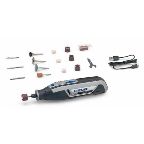 Шліфмашина шліфувально-гравірувальна акумуляторна Dremel Lite 7760-15 3.6В 1х2А·год 8000-25000об/хв 15 насадок 195см ЗП USB 0.27кг