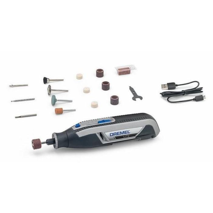 Шліфмашина шліфувально-гравірувальна акумуляторна Dremel Lite 7760-15 3.6В 1х2А·год 8000-25000об/хв 15 насадок 195см ЗП USB 0.27кг