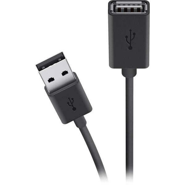 Кабель Belkin USB-A > USB-AF заряджання/синхронізації 3м, чорний