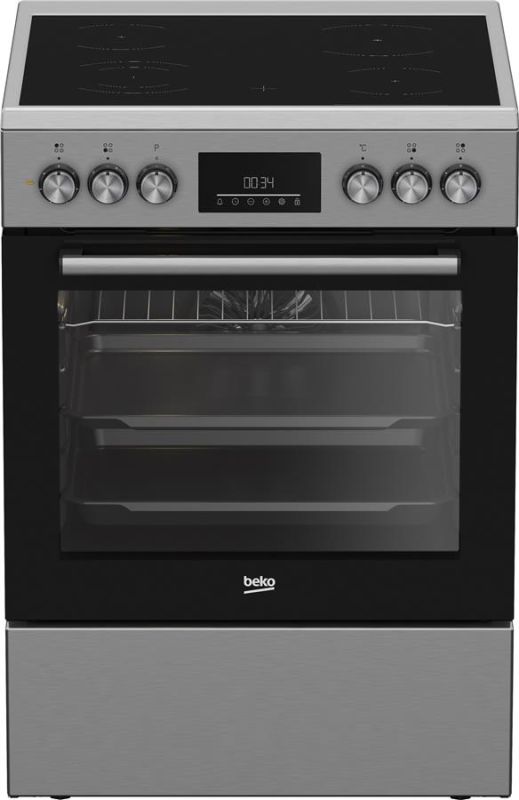 Плита Beko електрична склокерамічна, 66л, 60x60см, дисплей, конвекція, нерж