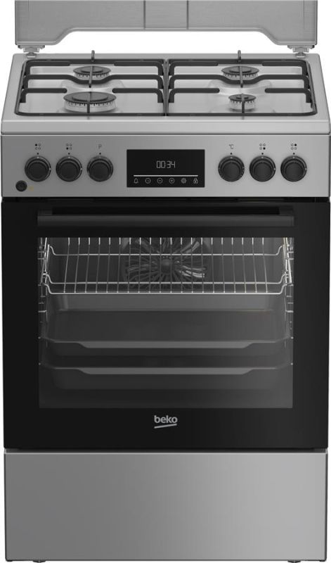 Плита Beko комбінована, 72л, 60x60см, дисплей, конвекція, сірий
