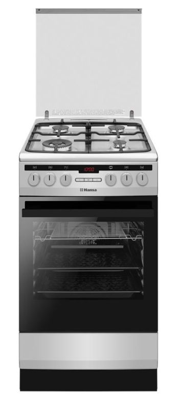 Плита Hansa комбінована, 50х60см, 62л, чавун, газ контр., дисплей, сірий