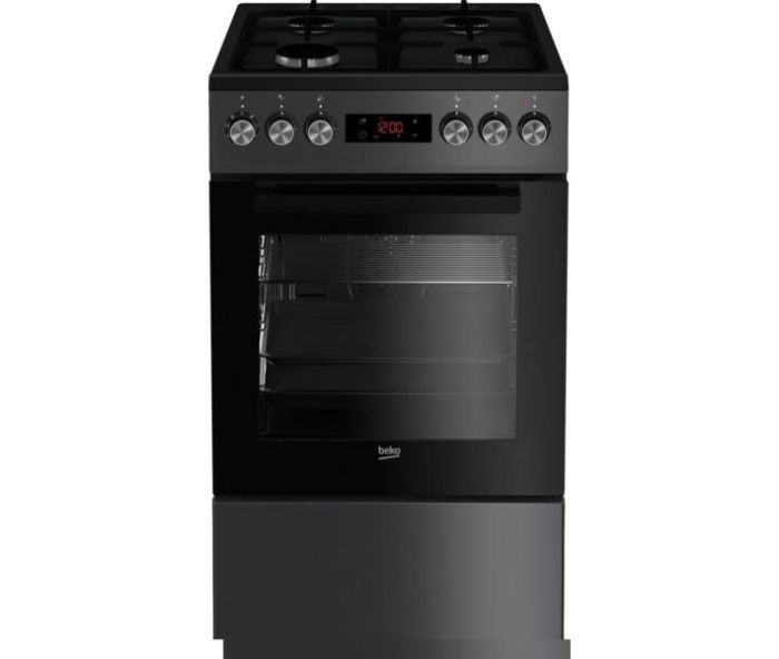 Плита Beko комбінована, 60л, 50x60см, дисплей, конвекція, чавун, чорний