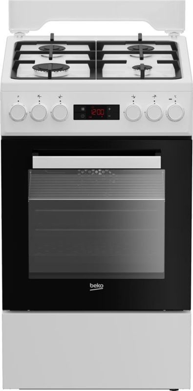 Плита Beko комбінована, 60л, 50x60см, дисплей, конвекція, чавун, білий