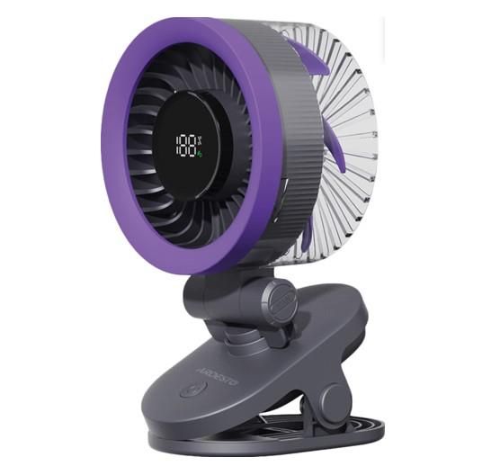 Вентилятор ARDESTO OneBreeze FT-M83GR настільний/настінний, прищіпка, 9см, дисплей, акумулятор, USB-A Type-C, сірий