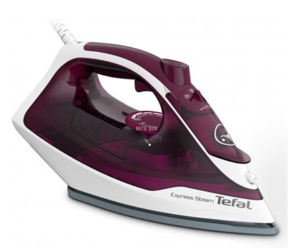 Праска Tefal Express Steam, 2400Вт, 270мл, паровий удар -160гр, постійна пара - 30гр, керам. підошва, бордовий