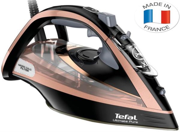 Праска Tefal Ultimate Pure, 3200Вт, 350мл, паровий удар -260гр, постійна пара - 60гр, керам. підошва, чорно-рожевий