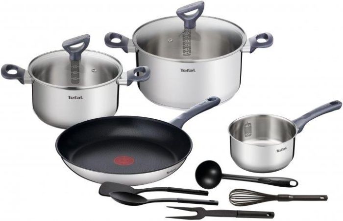 Набір посуду Tefal Daily Cook, 11предметів, нержавіюча сталь, бакеліт, скло