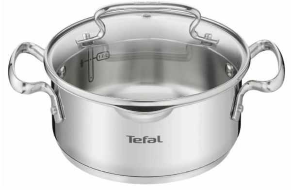 Каструля Tefal DUETTO+, 5л, з кришкою, нержавіюча сталь, скло