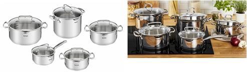 Набір посуду Tefal Duetto Plus, 10предметів, нержавіюча сталь, скло