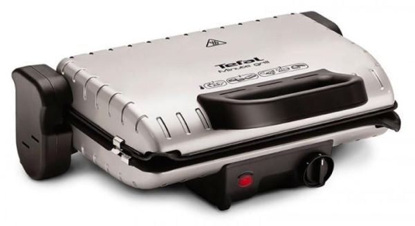 Гриль Tefal прижимний MinuteGrill 1600Вт, темп. режимів-3, з`ємні пластини, розкриття на 180°, метал
