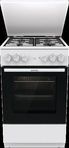 Плита Gorenje комбінована, 68л, 50x60см, емальовані реш, з кришкою, білий