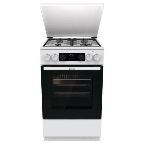 Плита Gorenje комбінована, 70л, 50x60см, метал. кришка, дисплей, IconLed, емальовані, білий