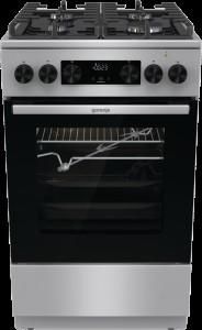 Плита Gorenje комбінована, 70л, 50x60см, дисплей, IconLed, газ на склі, чавун, нерж