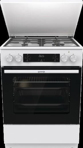 Плита Gorenje комбінована, 71л, 60x60см, дисплей, IconLed, чавун, білий