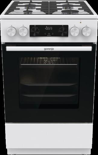 Плита Gorenje комбінована, 70л, 50x60см, дисплей, чавун, білий