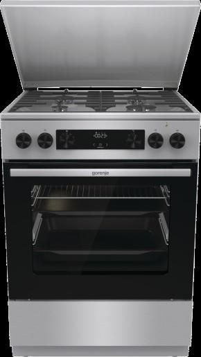 Плита Gorenje комбінована, 71л, 60x60см, дисплей, чавун,з кришкою, програматор IconLed,нерж