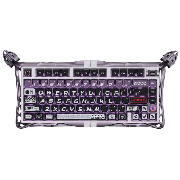 Клавіатура магнітна GravaStar Mercury V75 Pro 80keys, GravaStar x Gateron Jade Gaming, USB-A, 8k, RGB, Iron Purple