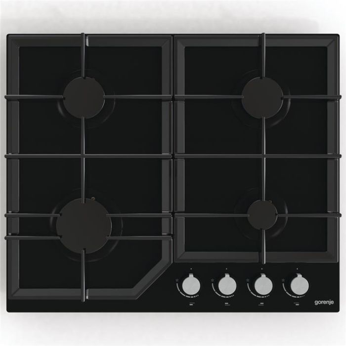 Варильна поверхня Gorenje газова на склі, 60см, чавун, чорний