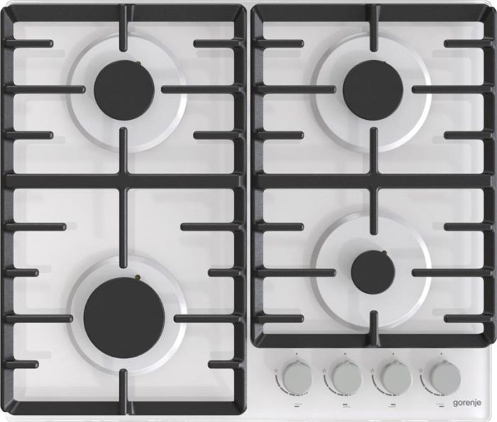 Варильна поверхня Gorenje газова на склі, 60см, чавун, білий