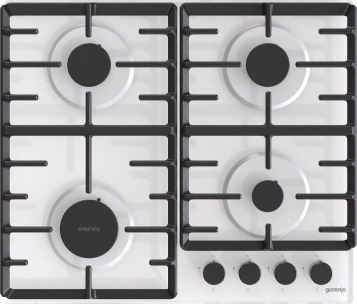 Варильна поверхня Gorenje газова на склі, 60см, чавун, білий