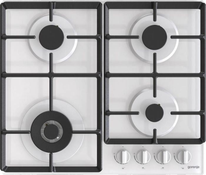 Варильна поверхня Gorenje газова на склі, 60см, чавун, білий