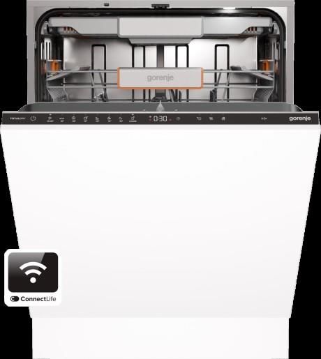 Посудомийна машина Gorenje вбудовувана, 16компл., D, 60см, інвертор,Wi-Fi, AquaStop, сенсорн.упр, 3и кошики, білий