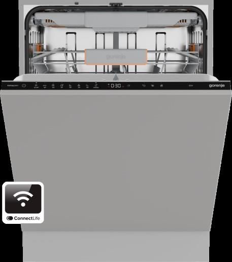 Посудомийна машина Gorenje вбудовувана, 16компл., C, 60см, інвертор,Wi-Fi, сенсорн.упр, 3и кошики, білий