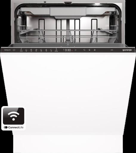 Посудомийна машина Gorenje вбудовувана, 16компл., D, 60см, інвертор,Wi-Fi, AquaStop, сенсорн.упр, 3и кошики, білий