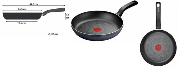 Сковорода Tefal So' Light, 26см, алюміній, бакеліт, чорний