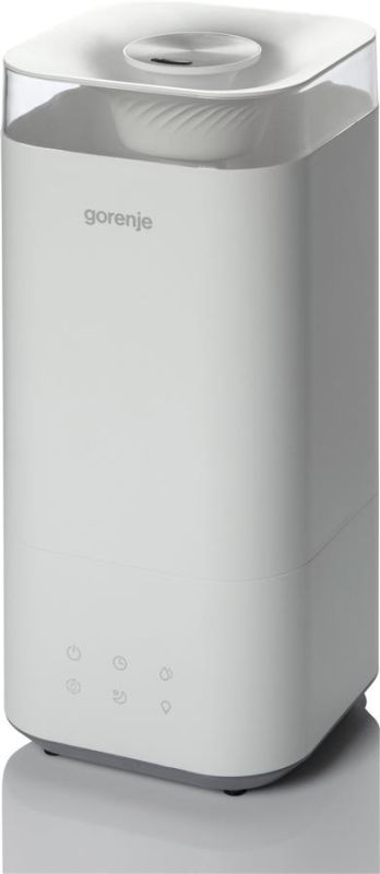 Зволожувач повітря Gorenje H50W 5 л, 20 м2, ультразвуковий, верхня затока, LED дисплей, автовідключення, аромакапсула, холодна пара, білий
