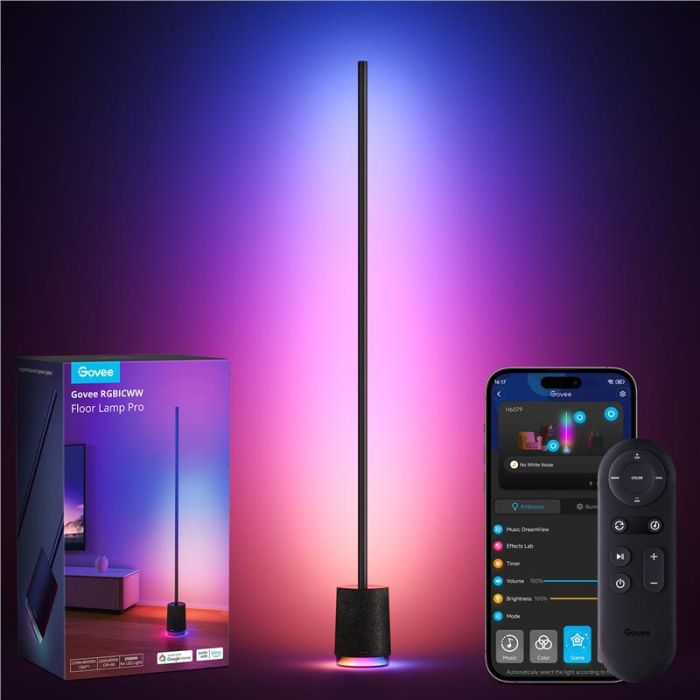 Торшер розумний Govee H6079 Govee Floor Pro, 1500Lm, RGBICW, with speaker, WI-FI/Bluetooth, чорний