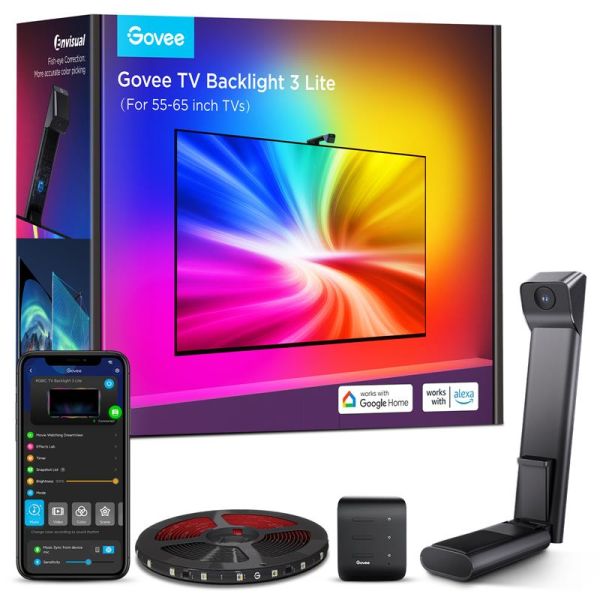 Набір адаптивного підсвічування Govee H6099 TV Backlight 3 Lite 75-85', RGBIC, WI-FI/Bluetooth, чорний