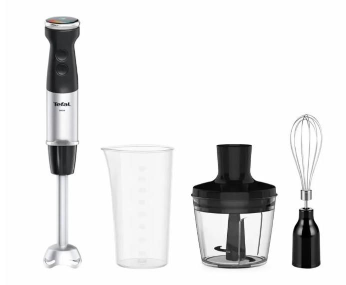 Блендер Tefal заглибний Quickchef+ 1000Вт, 3в1, чаша-800мл, чопер-500мл, турборежим, сріблясто-чорний
