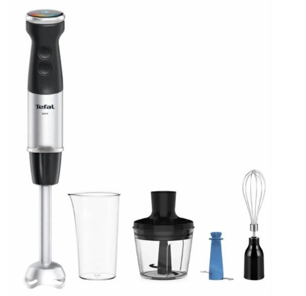Блендер Tefal заглибний Quickchef+ 1000Вт, 3в1, чаша-800мл, чопер-500мл, турборежим, сріблясто-чорний