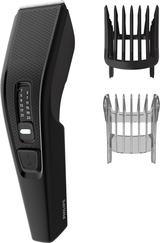 Машинка для стриження  Philips Series 3000, від мережі, роторний мотор, насадок-2, сталь, чорний