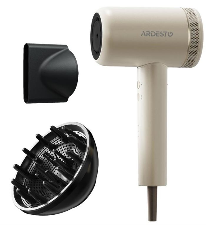 Фен ARDESTO Pearl Cream HD-Y702PERL, 1500-1800Вт, 3 швидкості, 3 темп.режими, магнітні насадки,бежевий