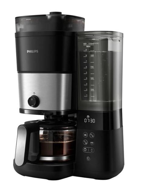 Кавоварка Philips крапельна All-in-1 Brew 1.25л, зерно + мелена, дисплей, підігрів кавника, кавомолка, чорний
