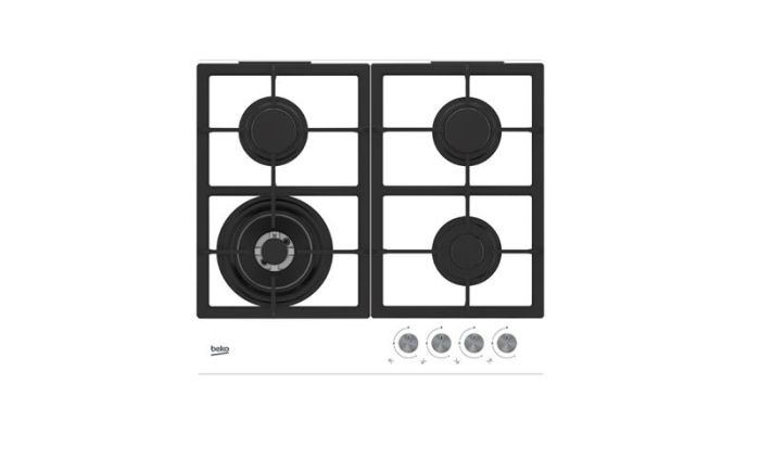 Варильна поверхня Beko газова, 60см, чавун, білий