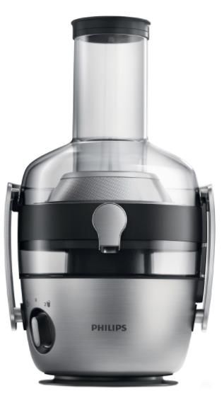 Соковитискач Philips Avance Collection відцентрований 1200Вт, чаша-1л, жмих-2.1л, жолоб на ціле яблуко, пластик/метал, сріблястий
