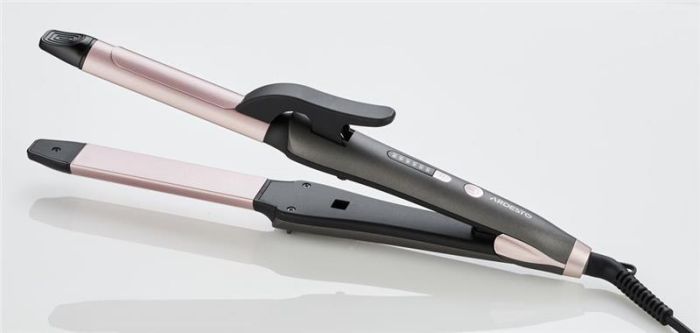 Плойка-випрямляч 2в1 ARDESTO Pink Touch, 65Вт, 100-200C, кераміка, сірий+рожевий