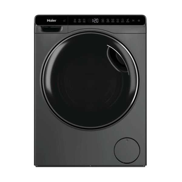 Пральна машина Haier фронтальна, 5кг, 1200, A, 42.3см, дисплей, інвертор, люк чорний, Wi-Fi, висота 70см, cріблястий