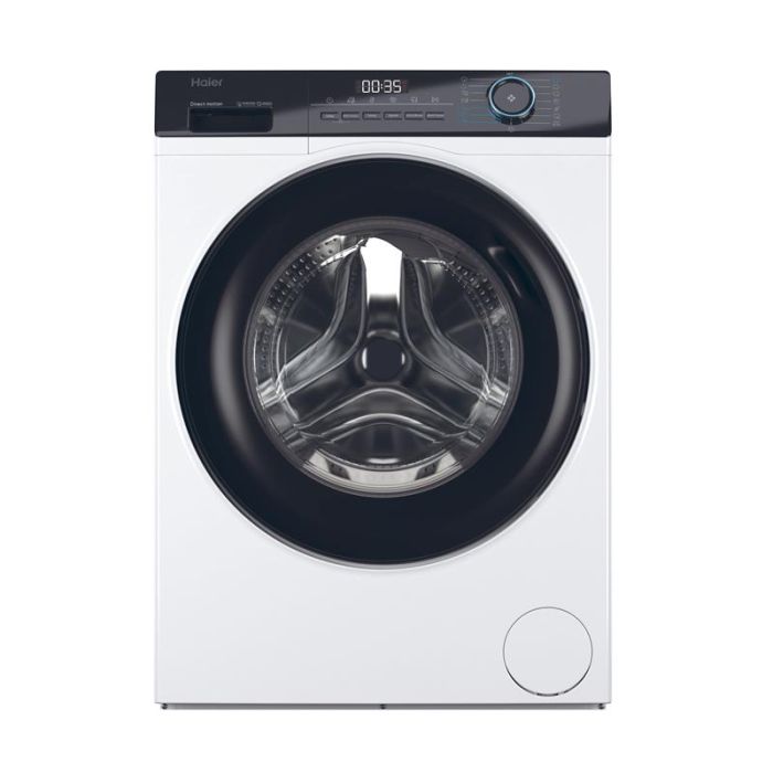 Пральна машина Haier фронтальна, 7кг, 1400, A, 44см, дисплей, пара, інвертор, люк чорний, прямий привід, білий