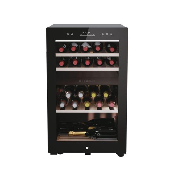 Холодильник Haier для вина, 82x49.7х58.5, холод.відд.-106л, зон - 2, бут-42, ST, дисплей, чорний