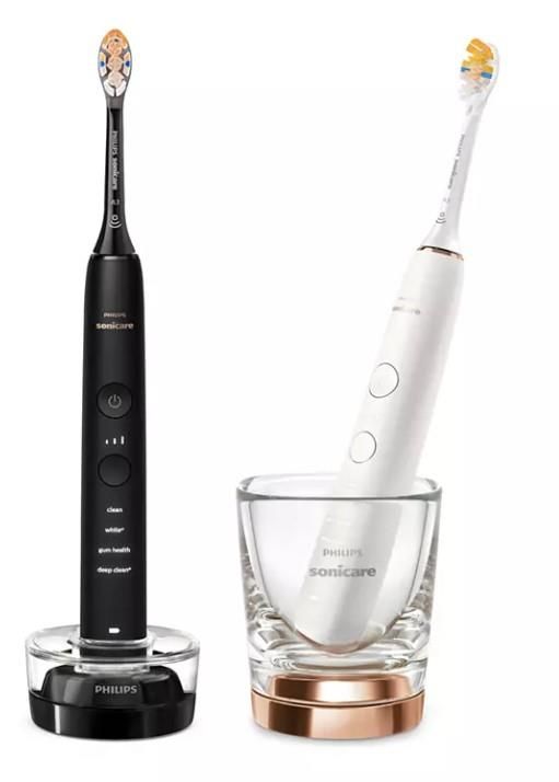 Щітка зубна електр. Philips, Sonicare DiamondClean 9000 Series, набір , 62т. колив/хв, насадок-1, 2 шт в наборі, 1зарядн.стакан+зарядка, чорний, білий