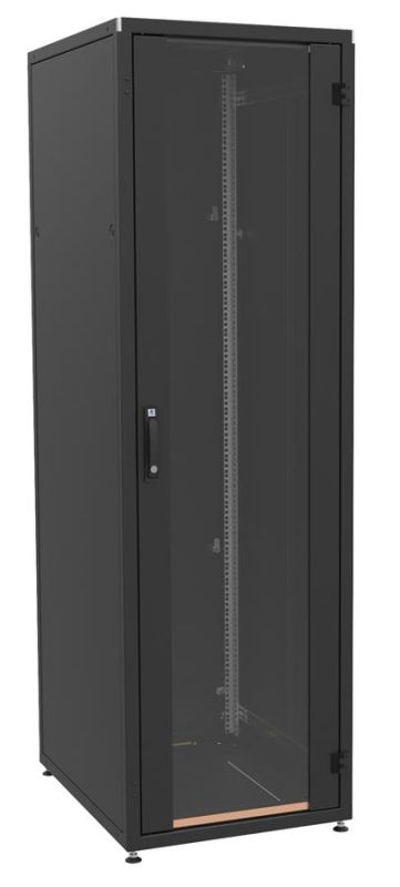 Шафа ZPAS 19", 18U, SZB IT, передні скляні двері, без стільниці, 600x800 мм, максимально 1000кг, чорна