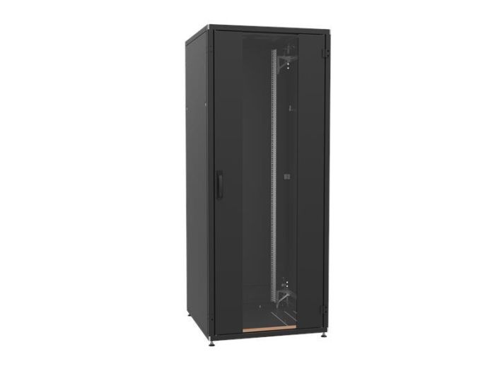 Шафа ZPAS 19", 42U, SZB IT, передні скляні двері, 800x1000 мм, максимально 1500кг, чорна