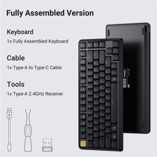 Клавіатура механічна Keychron J1 82Key, K pro Banana, WL/BT/USB-A, QMK, Hot-swap, EN/UKR, RGB, чорний