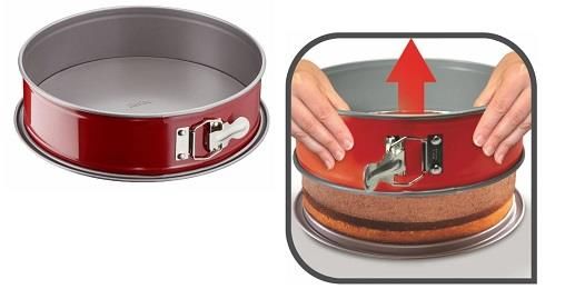 Форма для випікання Tefal DeliBake, крушла, знімне дно, 245x245x80мм, вуглецева сталь, червоний
