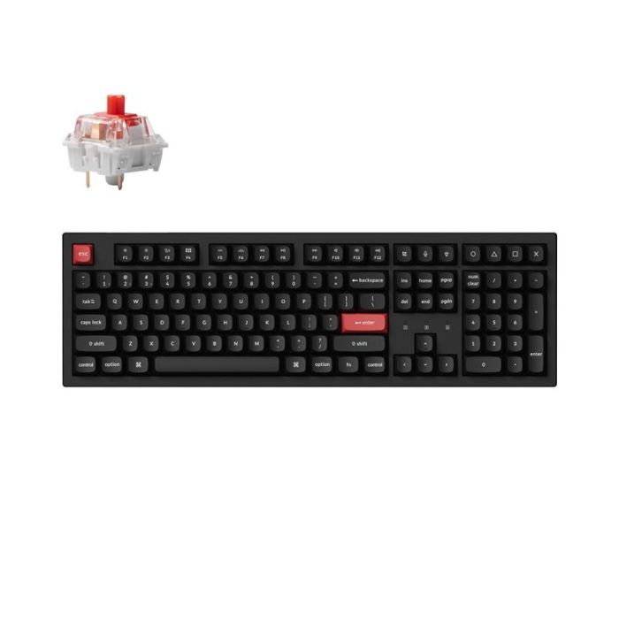 Клавіатура механічна Keychron K10 PRO 100Key, K pro Red, WL/BT/USB-A, EN/UKR, RGB, чорний